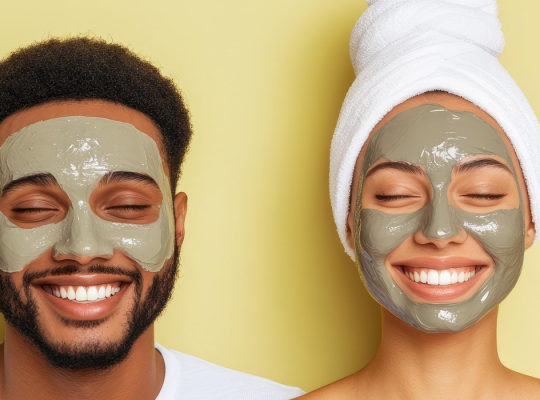 Clay Facials on a young adult couple